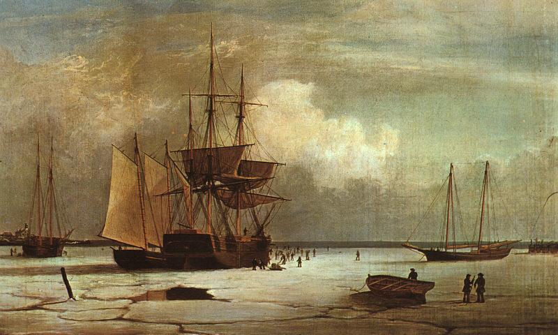 Ships Stuck in Ice off Ten Pound Island, Gloucester, Fitz Hugh Lane